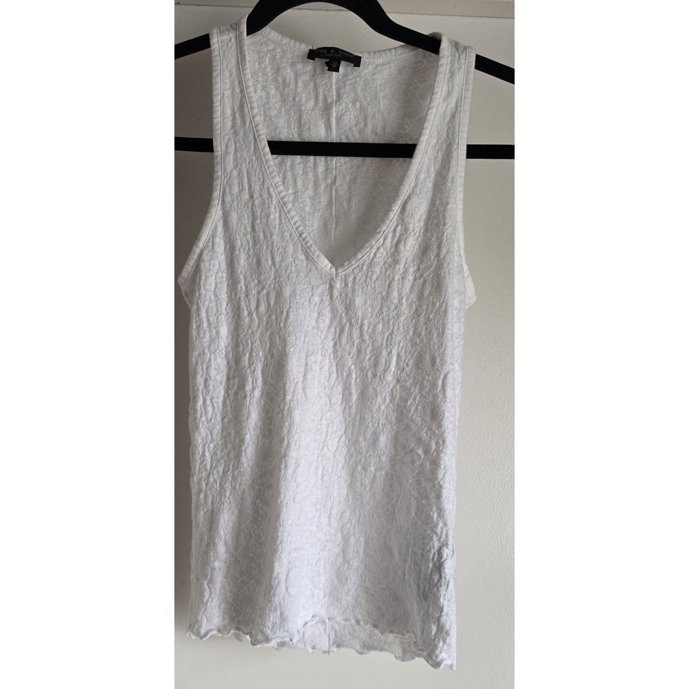 Rag & Bone Women's Tank Top XS White V-Neck Sleeveless Casual Cotton Cami